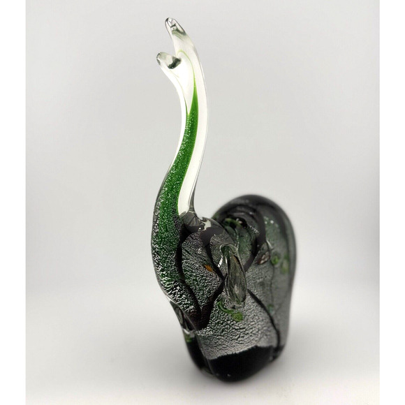 Millefiori Elephant Blown Glass Millefiori Trunk Up Paperweight 8" CHIPPED EAR - Picture 5 of 15